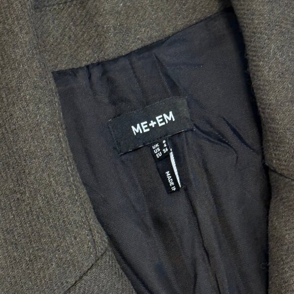 2. ME + EM Khaki Green Melange Wool Longline Coat $768 EUC Sz US 4 - Picture 6 of 6